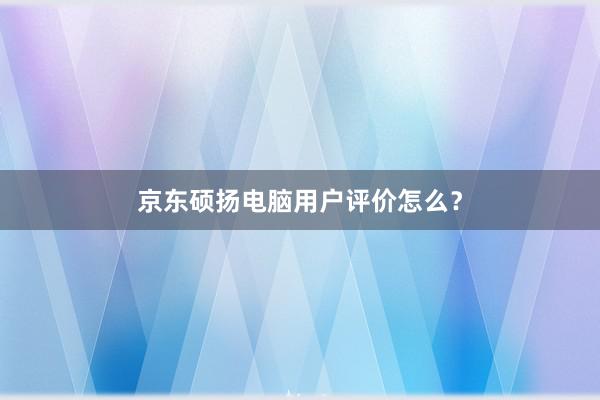 京东硕扬电脑用户评价怎么？